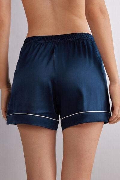 Blue Elasticated Waist Shorts, , large image number 3