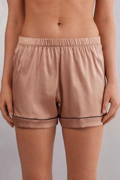 Pink Trimmed Silk Shorts, , large image number 0