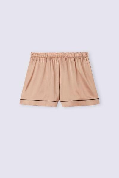 Pink Trimmed Silk Shorts, , large image number 2