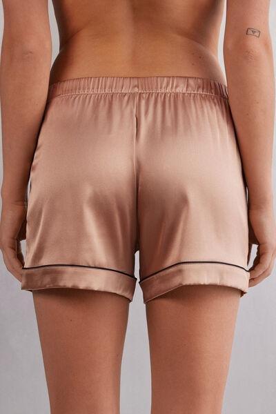 Pink Trimmed Silk Shorts, , large image number 3