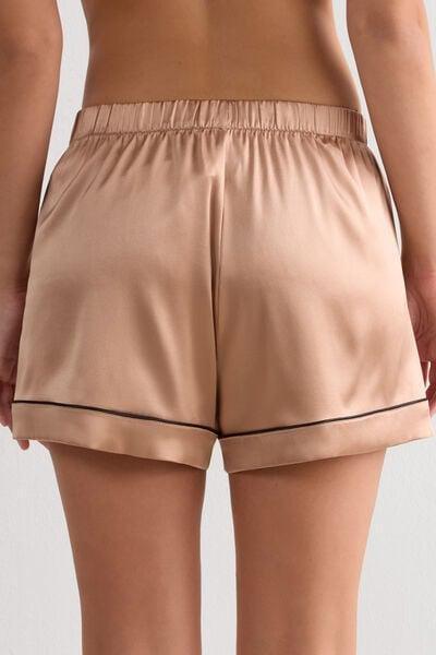 Pink Trimmed Silk Shorts, Satin Pink, large image number 5