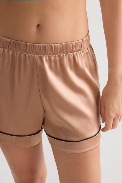 Pink Trimmed Silk Shorts, Satin Pink, large image number 10