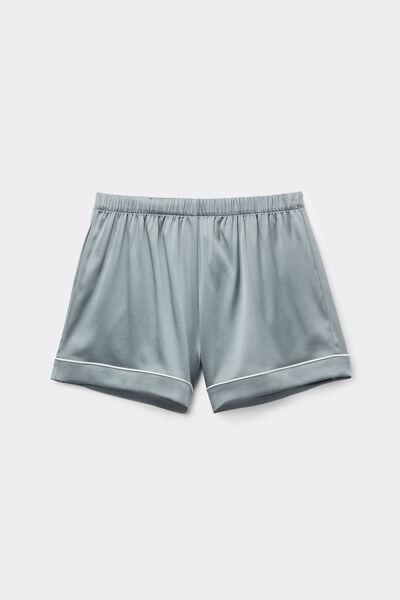 Blue Trimmed Silk Shorts, , large image number 2