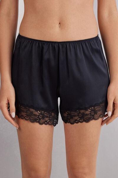 Black Embroidered Shorts, , medium