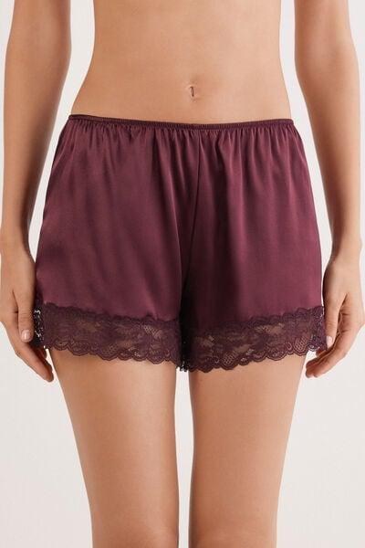 Burgundy Silk Lace Shorts, 5601_028K, medium
