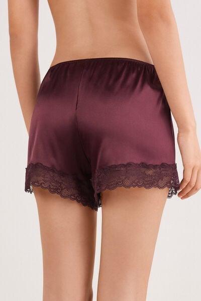 Burgundy Silk Lace Shorts, 5601_028K, medium