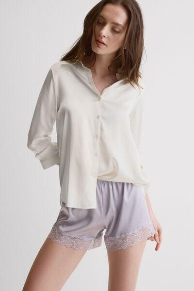 Lilac Embellished Silk Shorts, 5601_056K, large image number 1