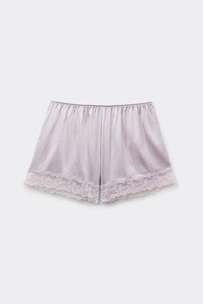 Lilac Embellished Silk Shorts, 5601_056K, large image number 3