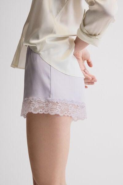 Lilac Embellished Silk Shorts, 5601_056K, large image number 5