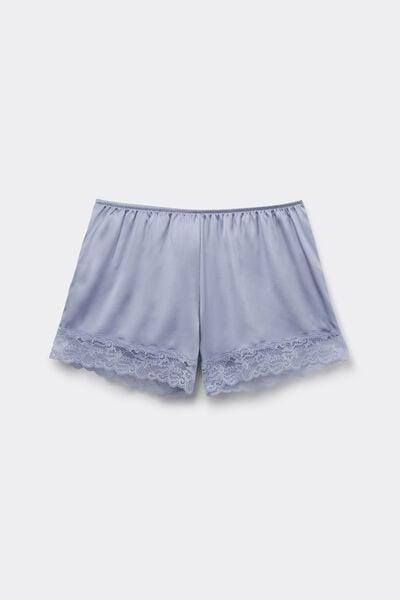 Blue Embellished Silk Shorts, 5601_064K, large image number 3