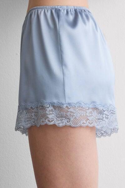 Blue Embellished Silk Shorts, 5601_064K, large image number 5
