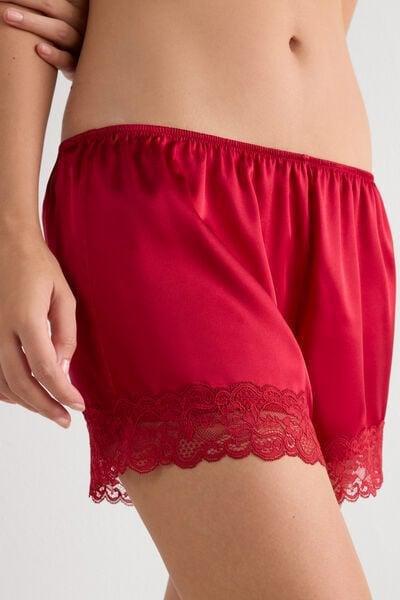Red Embroidered Shorts, Red, large image number 5