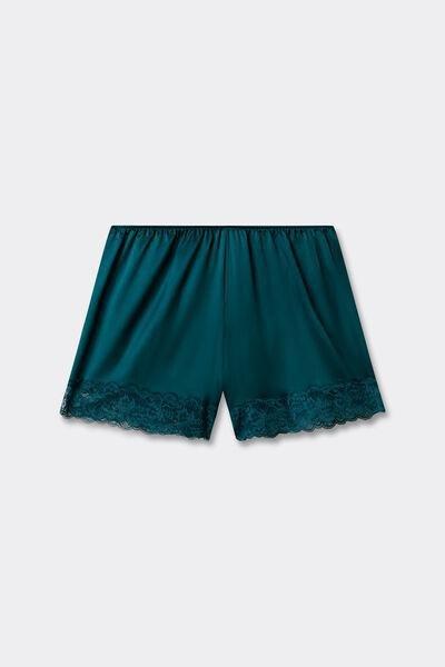 Green Slightly Stretchy Silk Shorts, 5601_187K, large image number 3