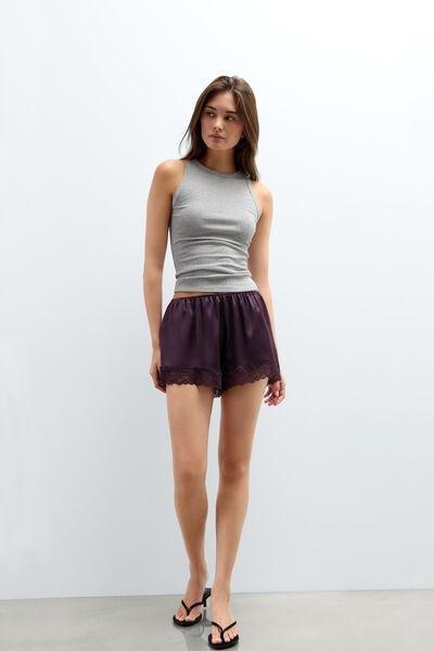 Purple Romantic Element Silk Shorts, 5601_198K, large image number 3