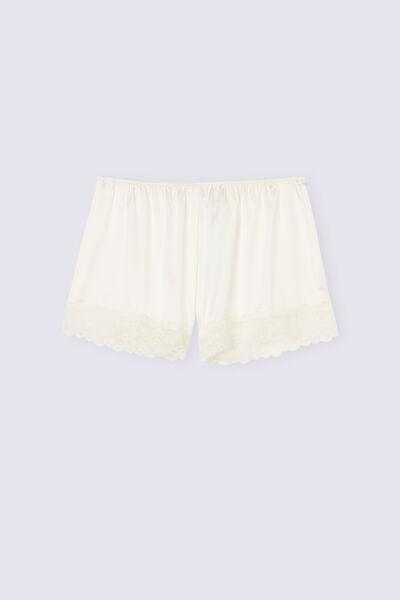 White Lace Silk Shorts, , large image number 2