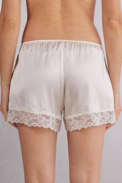White Lace Silk Shorts, , large image number 3