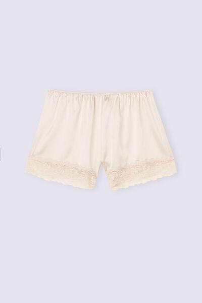 White Embroidered Shorts, Silk, large image number 6