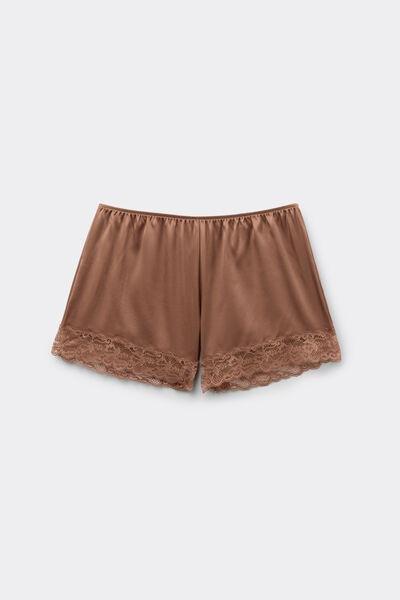 Beige Lace And Silk Shorts, , large image number 2