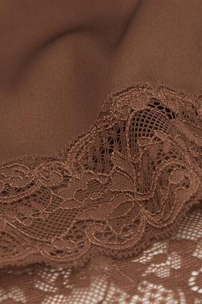 Beige Lace And Silk Shorts, , large image number 4