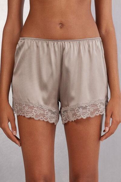 Beige Embroidered Shorts, , medium
