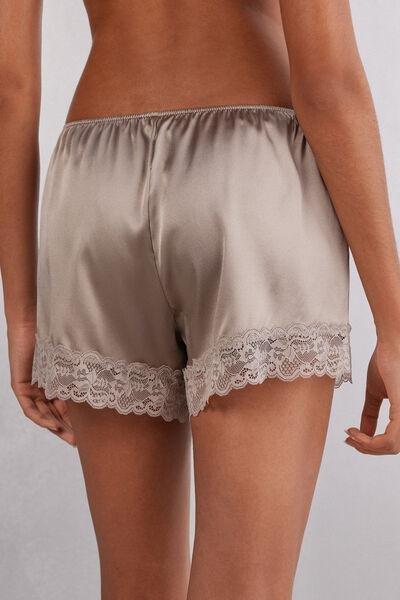 Beige Embroidered Shorts, , large image number 3