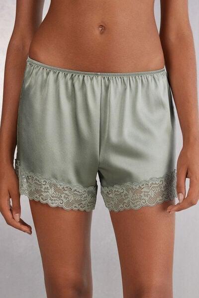 Green Embroidered Shorts, 5601_657J, large image number 0