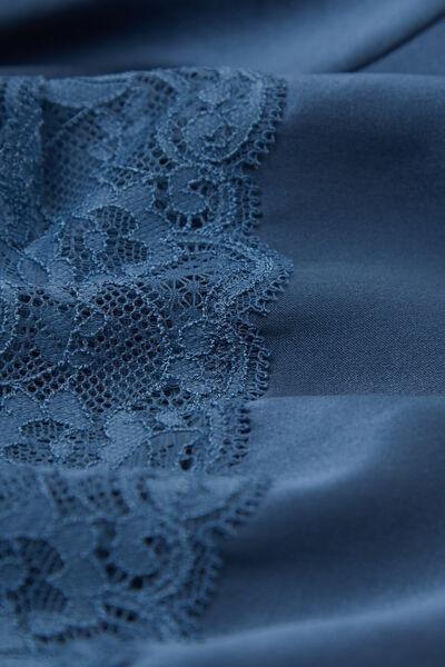 Blue Lace Trim Silk Shorts, , large image number 4
