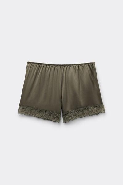 Green Embellished Silk Shorts, 5601_660J, large image number 3