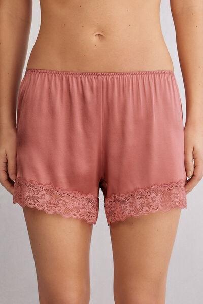 Pink Lace And Silk Shorts, , medium