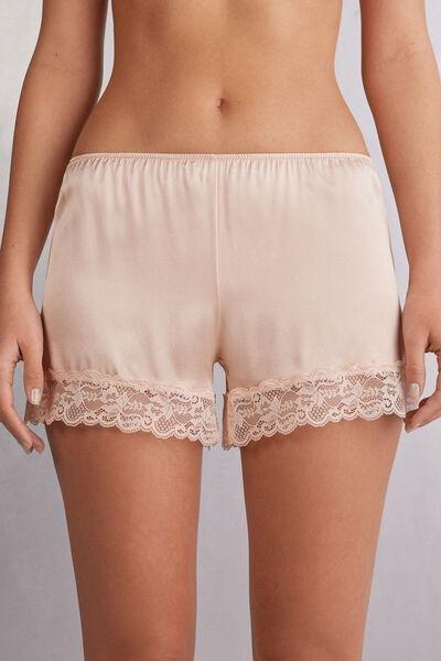 Pink Lace And Silk Shorts, , medium