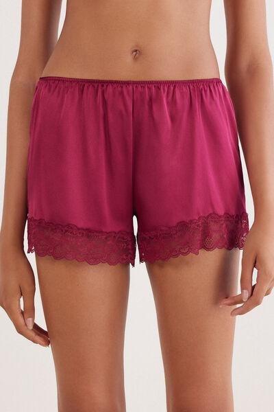 Red Lace And Silk Shorts, , large image number 0