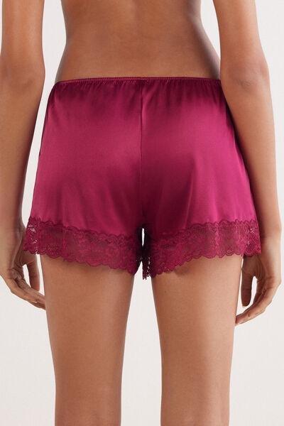 Red Lace And Silk Shorts, , large image number 3