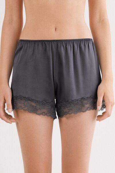 Grey Lace And Silk Shorts, , large image number 0