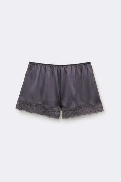 Grey Lace And Silk Shorts, , large image number 2