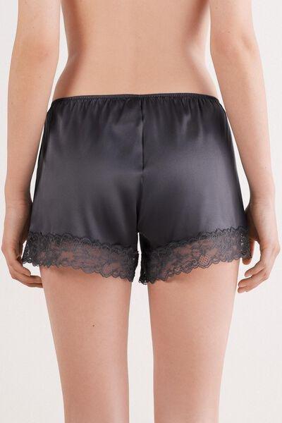 Grey Lace And Silk Shorts, , large image number 3