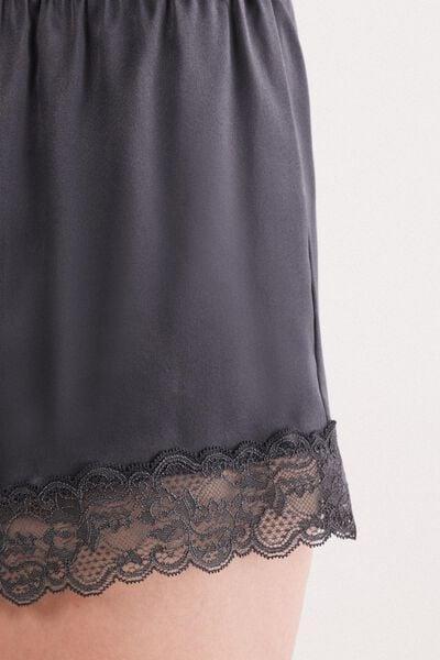 Grey Lace And Silk Shorts, 5601_943J, large image number 4