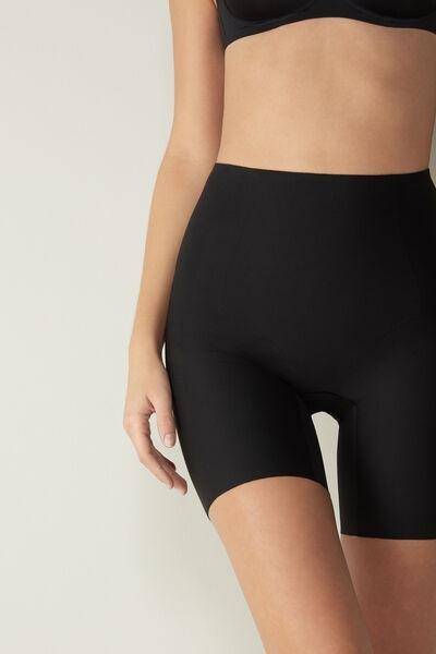 Black High-Waisted Raw-Cut Shorts, , large image number 1