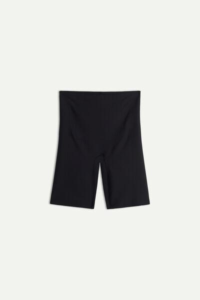 Black High-Waisted Raw-Cut Shorts, , large image number 4