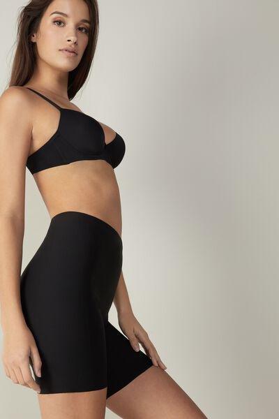 Black High-Waisted Raw-Cut Shorts, , large image number 5