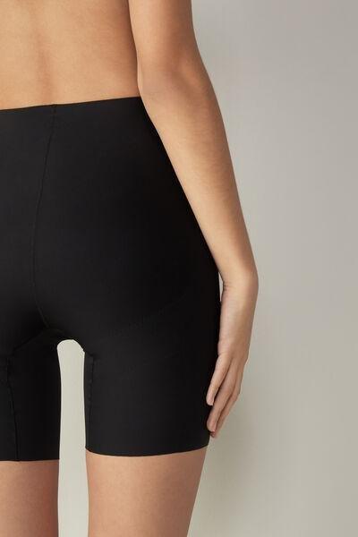 Black High-Waisted Raw-Cut Shorts, , large image number 6