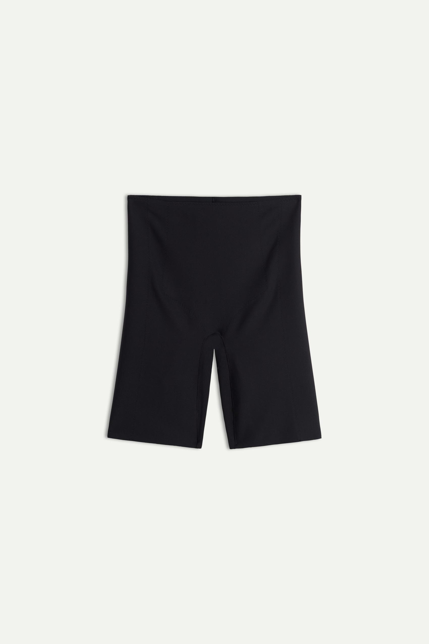 Black High-Waisted Raw-Cut Shorts, , large image number 8