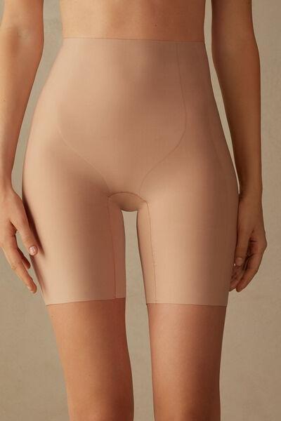 Beige High-Waisted Raw-Cut Shorts, , large image number 1