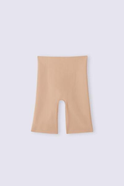 Beige High-Waisted Raw-Cut Shorts, , large image number 3