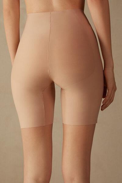 Beige High-Waisted Raw-Cut Shorts, , large image number 6
