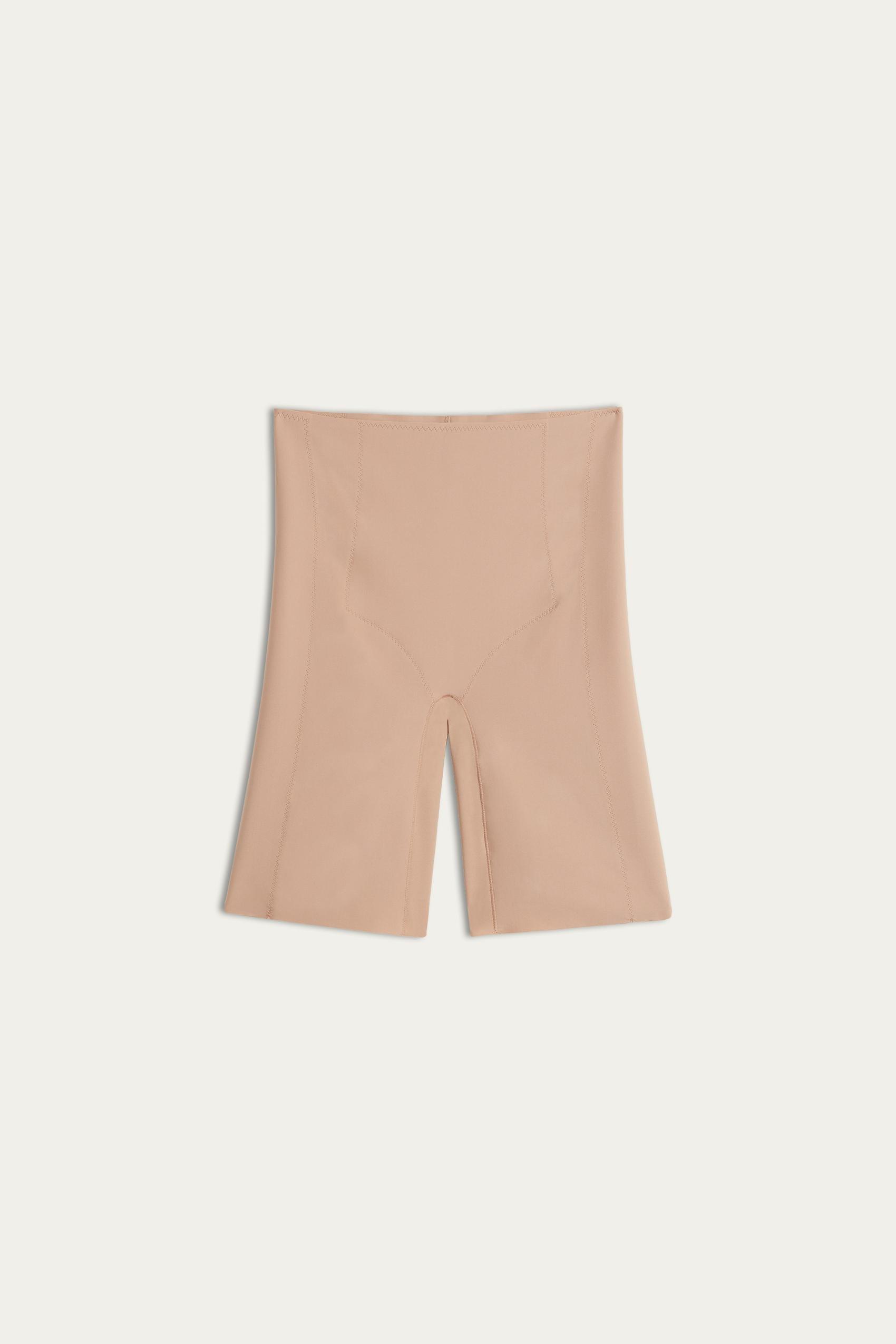 Beige High-Waisted Raw-Cut Shorts, , large image number 8