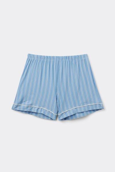 Blue Oxford Stripes Modal Shorts, , large image number 1