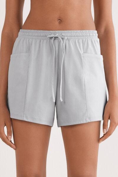 Grey Elevated Cotton Shorts, , medium