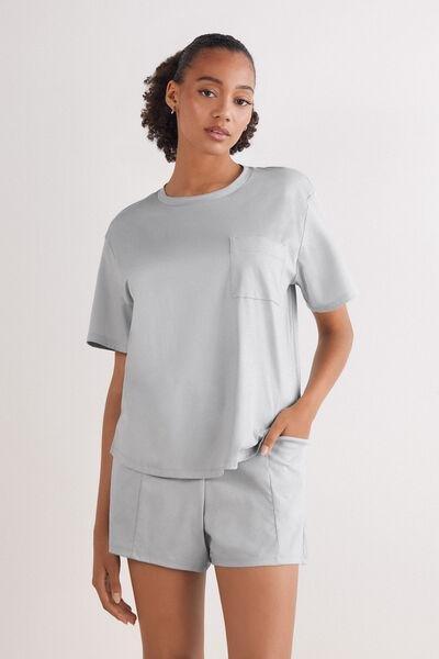 Grey Elevated Cotton Shorts, , large image number 1