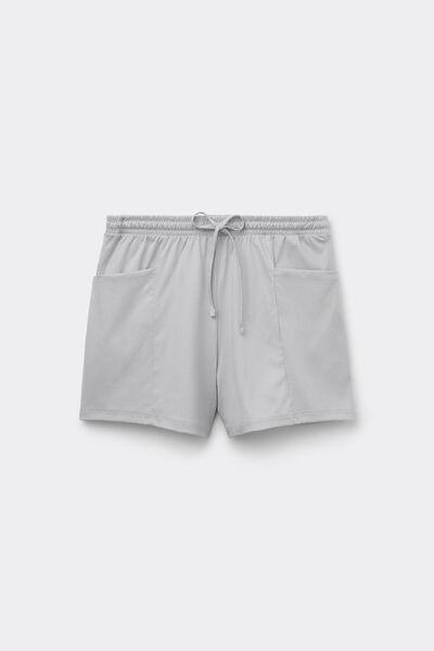 Grey Elevated Cotton Shorts, , large image number 2