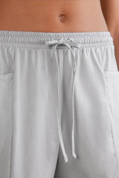 Grey Elevated Cotton Shorts, 5601_946J, large image number 5